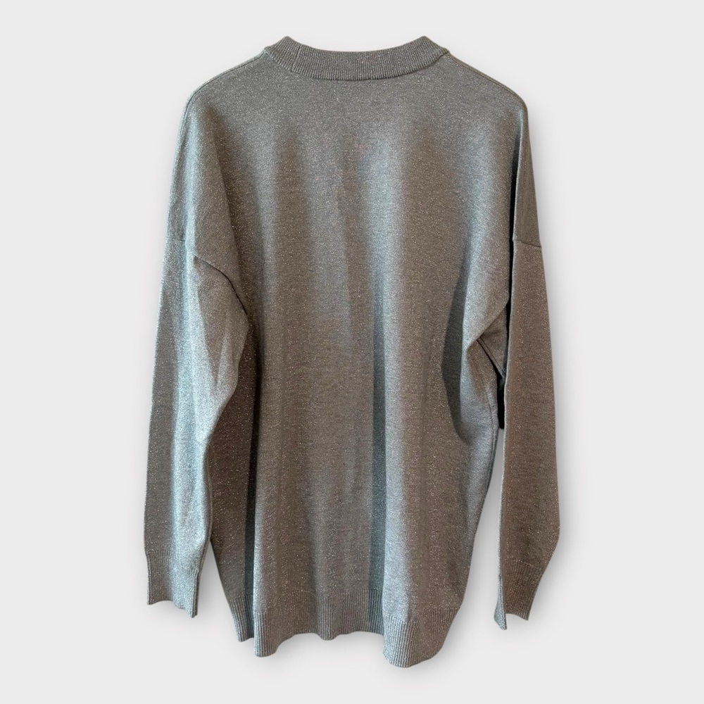 Show Me Your MuMu • Classic Silver Metallic Knit Crewneck Sweater - Picture 6 of 9